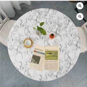*BRAND NEW/UNUSED*Elastic White Marble Round Fitted Tablecloth 36-44” Diameter